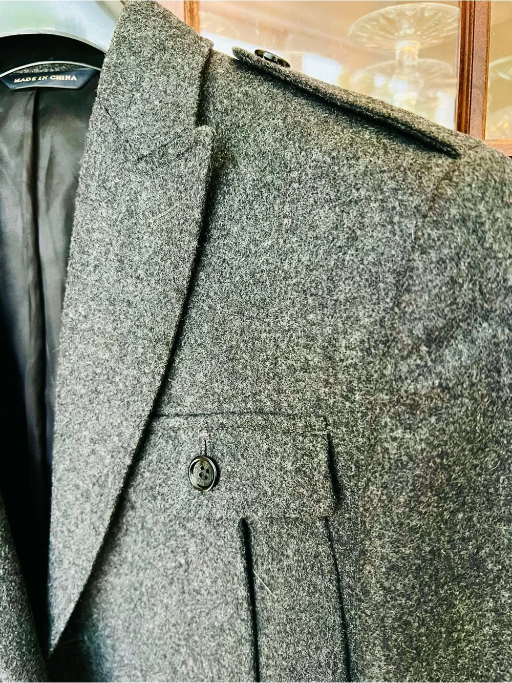 Banana Republic Wool blend Men's Gray Wool Military-Style Blazer